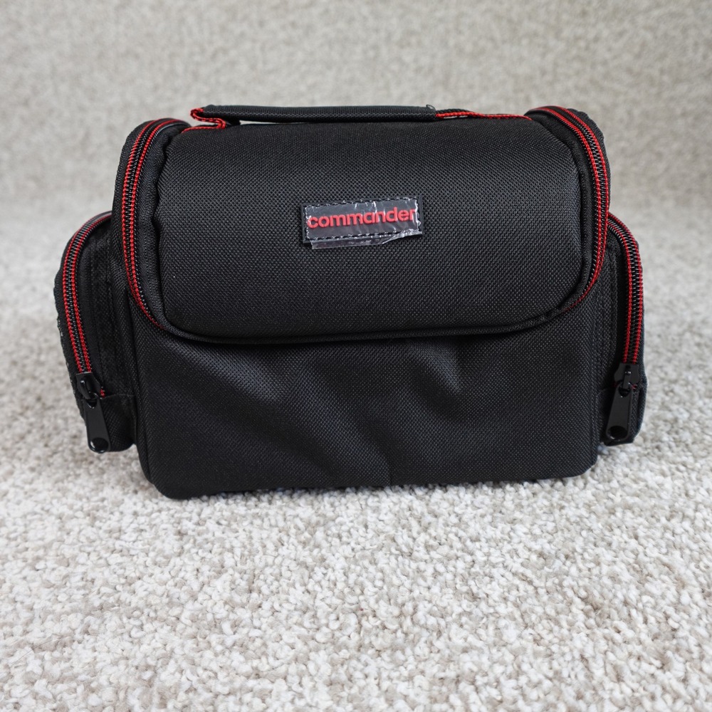 Commander Camera Bag Black with Red Trim‎ Padded Shoulder Strap Case
